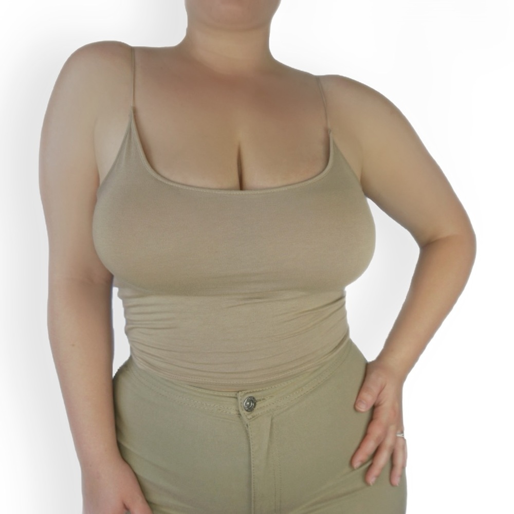 The Cotton Crop Tank Beige Tan Taupe Tank Crop Top